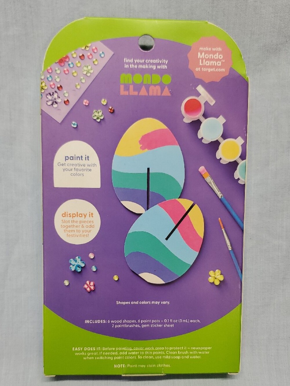 Mondo Llama Paint-Your-Own 3D Wood Eggs Kit - Bright Multi-Color - Picture 2 of 2
